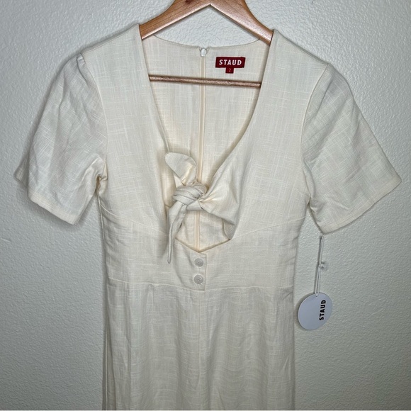 NWT Staud wide leg linen blend jumpsuit cream 2 - Picture 3 of 16